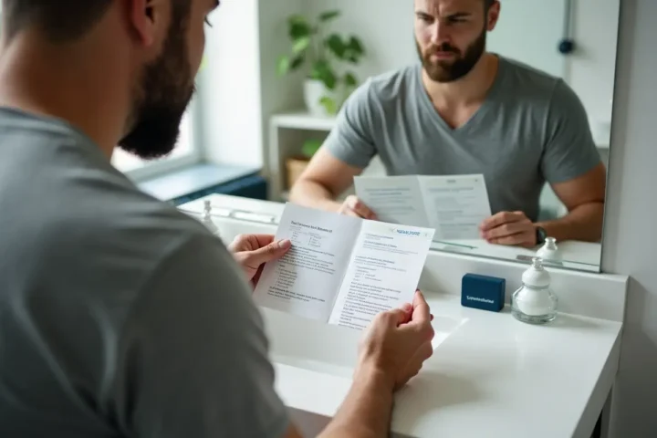 man using at home sperm count kit for fertility testing