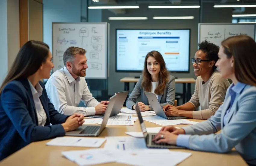 human resources team managing employee benefits with efficient digital tools