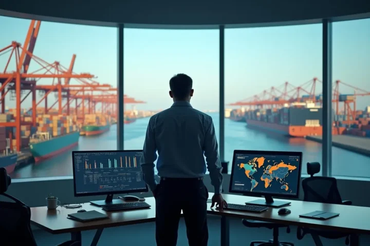 shipping manager selecting smart logistics solutions for cost and sustainability