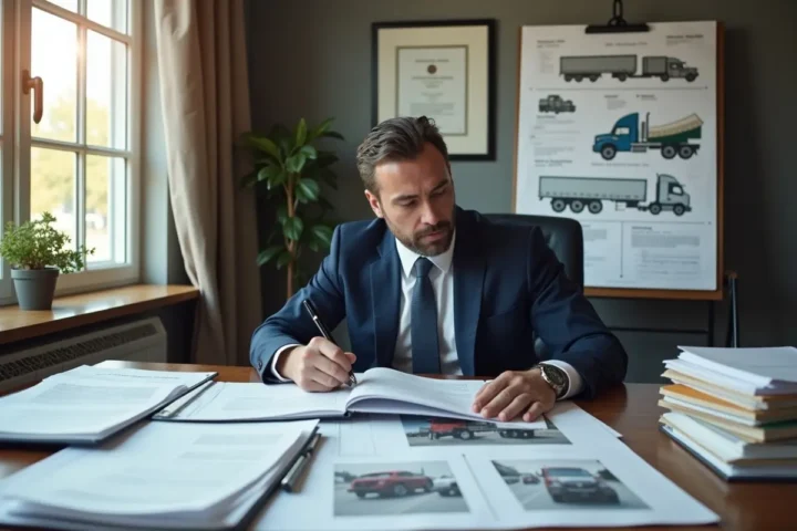 truck accident lawyer reviewing evidence to build a strong injury case