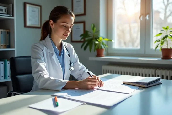 healthcare provider reviewing legal documents to manage professional risks effectively