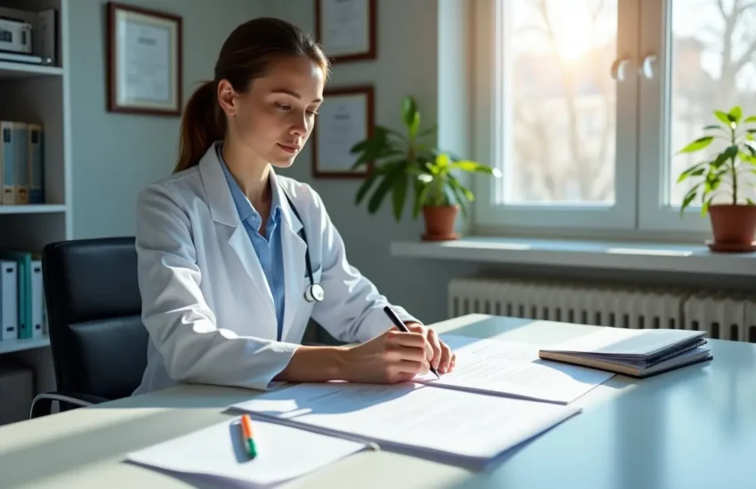 healthcare provider reviewing legal documents to manage professional risks effectively